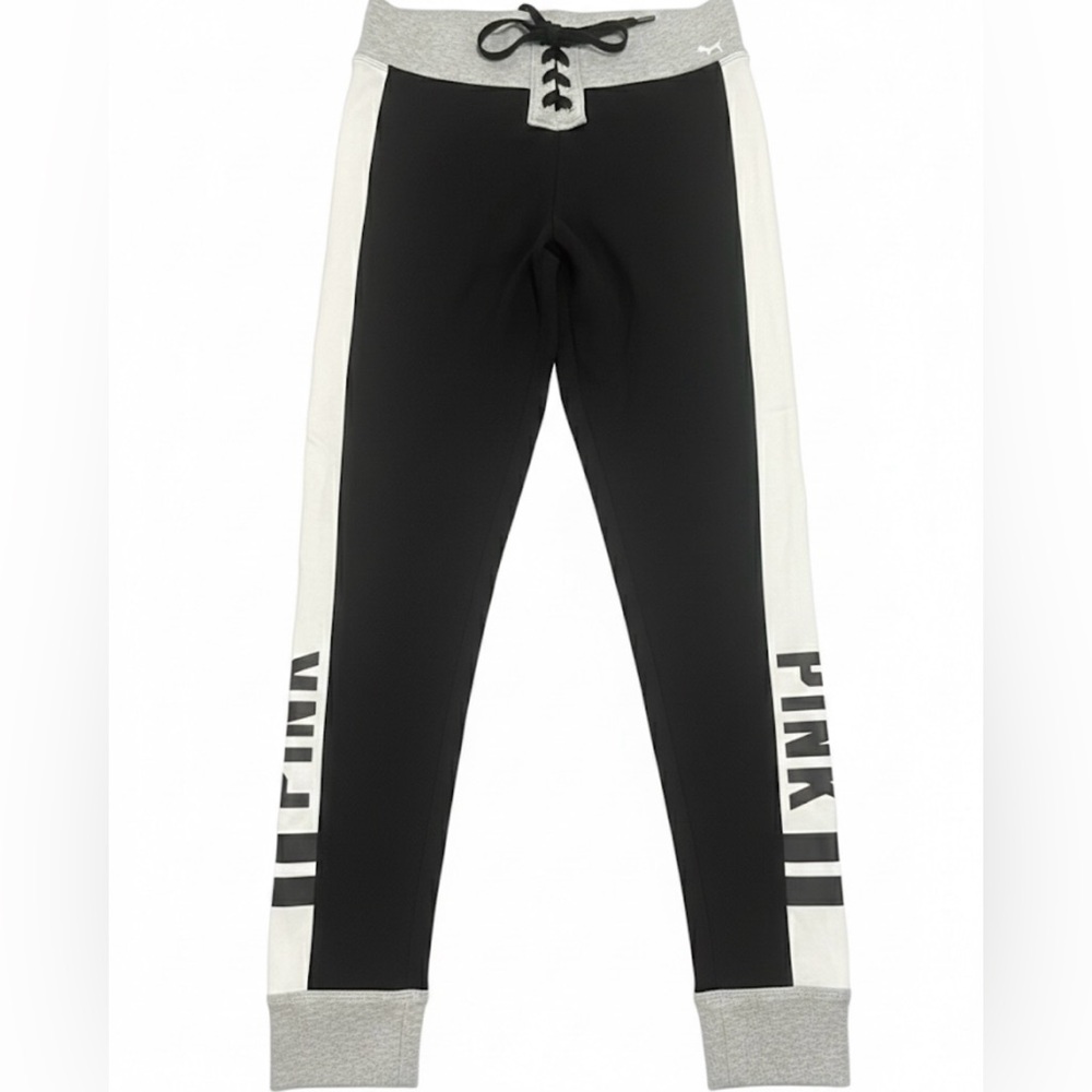 Victoria's Secret PINK Black and Gray Yoga Leggings S